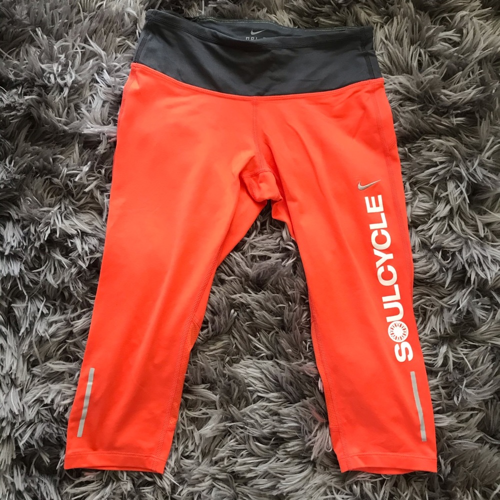 Soulcycle x Nike Capri Workout Leggings | Orange & Gray ~ XS